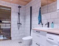 bathroom, indoor, sink, plumbing fixture, floor, bathtub, shower, tap, kitchen, bathroom accessory